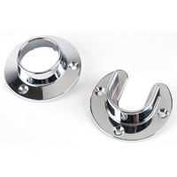 Chrome Closet Pole Socket Open Flange